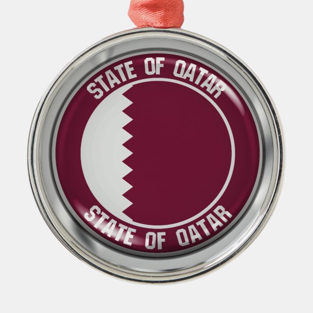 Qatar Round Emblem Metal Tree Decoration (Front)