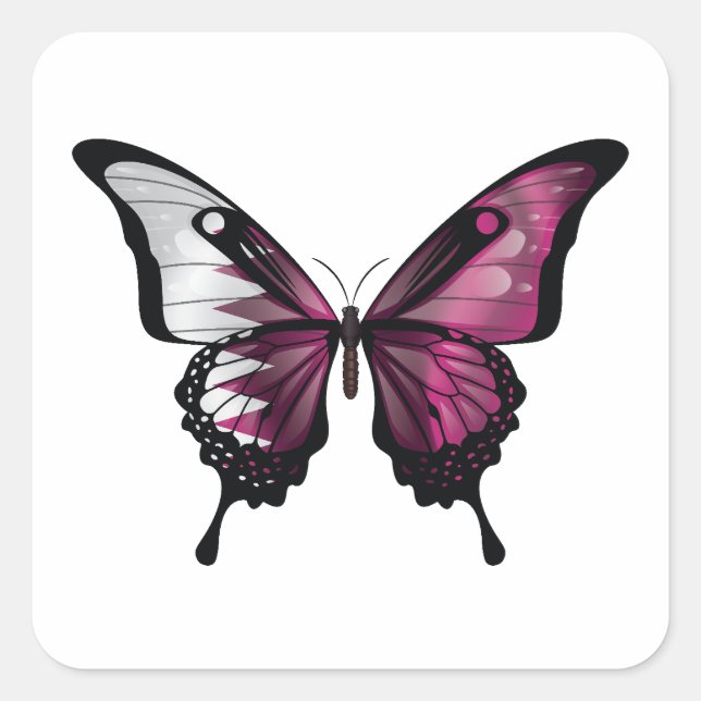 Qatar Swallowtail Butterfly Flag Square Sticker (Front)