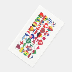 Qatar Tournament 2022 32 Hearts Country Flags Napkin