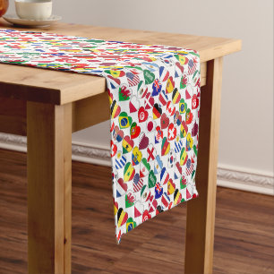 Qatar Tournament 2022 32 Hearts Country Flags Short Table Runner
