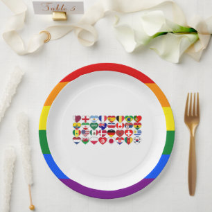 Qatar Tournament 2022 Country Flags LGBTQ Border Paper Plate