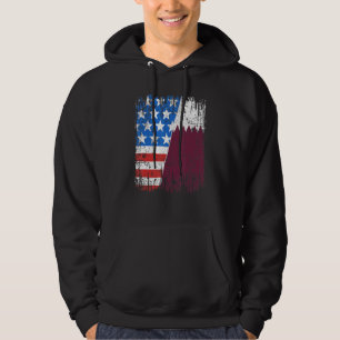 Qatari American Flag Qatar Usa Hoodie