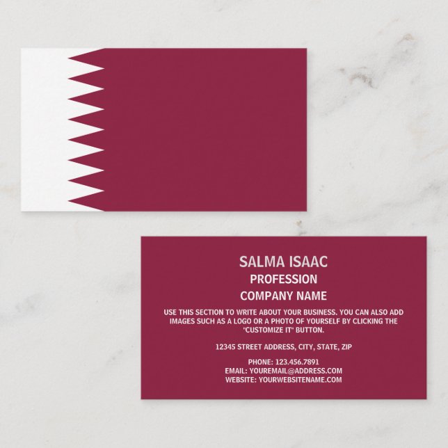 Qatari Flag, Flag of Qatar Business Card (Front/Back)