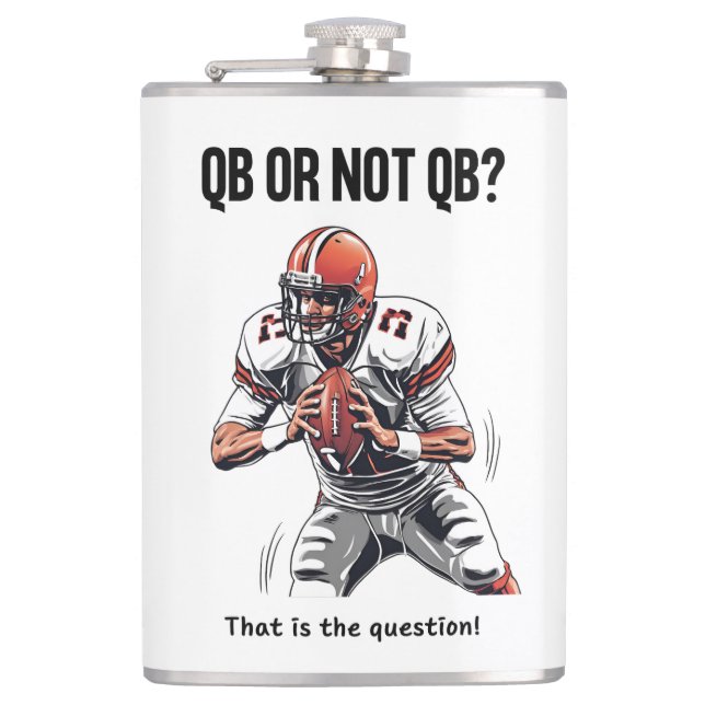 QB or not QB? Hip Flask (Front)