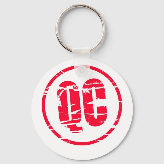 QC Quality Control red rubber stamp effect Key Ring (Front)