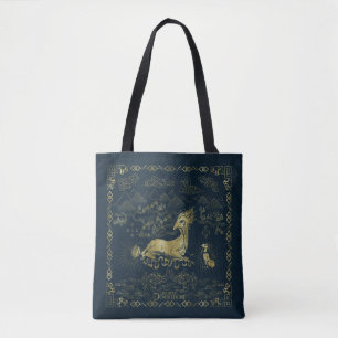 Qilin At Rest Golden Tapestry Tote Bag