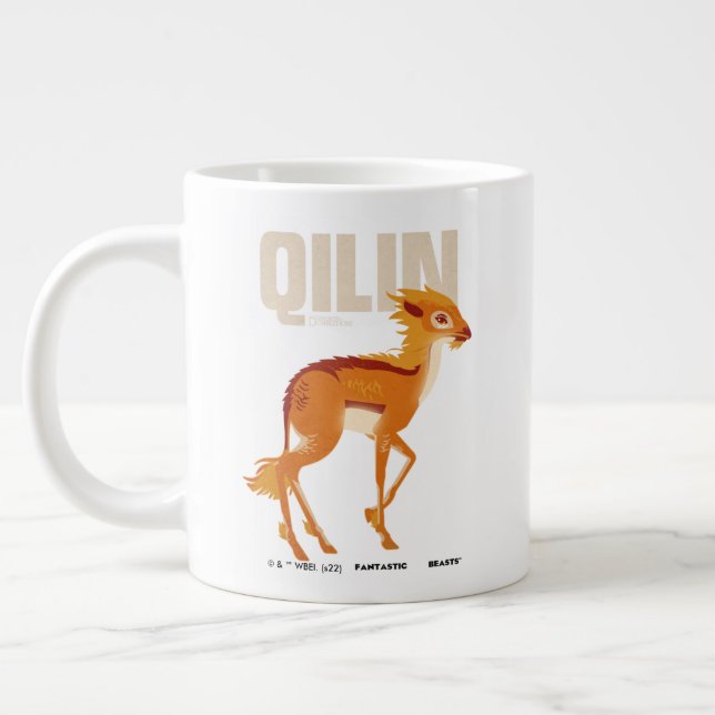Qilin Vintage Graphic Large Coffee Mug (Left)