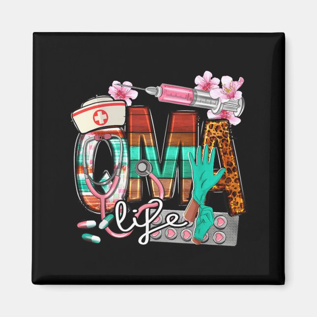 Qma Life Leopard Funny Qualified Medication Aide Magnet (Front)
