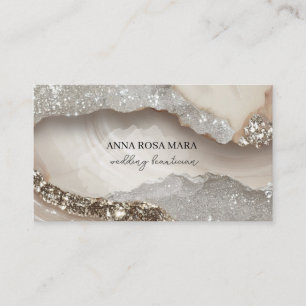 *~* QR Agate Taupe Silver Glitter Glam AP66 Luxe Business Card
