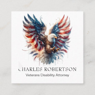 *~* QR American Flag Bald Eagle AP16 Wings Square Business Card