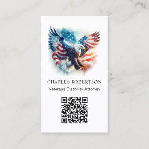 *~* QR AP16 American Flag Bald Eagle - Photo Business Card