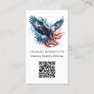 *~* QR - AP16 American Flag Bald Eagle - Photo Business Card