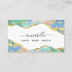 *~* QR AP26 OPAL Rainbow Gold Glitter Ethereal Business Card