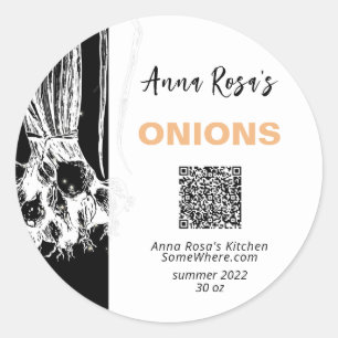 *~* QR AP30 ONIONS- DEHYDRATED CANNING FREEZE CLASSIC ROUND STICKER