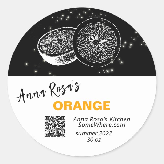 ** QR AP30 ORANGE .  DEHYDRATED CANNING FREEZE  CLASSIC ROUND STICKER (Front)