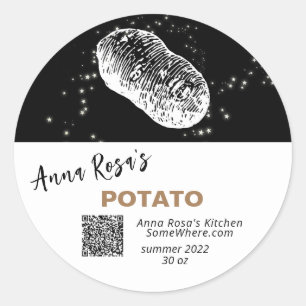 ~* QR AP30 POTATO + DEHYDRATED CANNING FREEZE CLASSIC ROUND STICKER