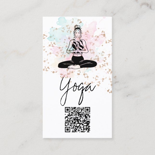 *~* QR AP33 Rainbow Spiritual Chakra Yoga Business Card (Front)