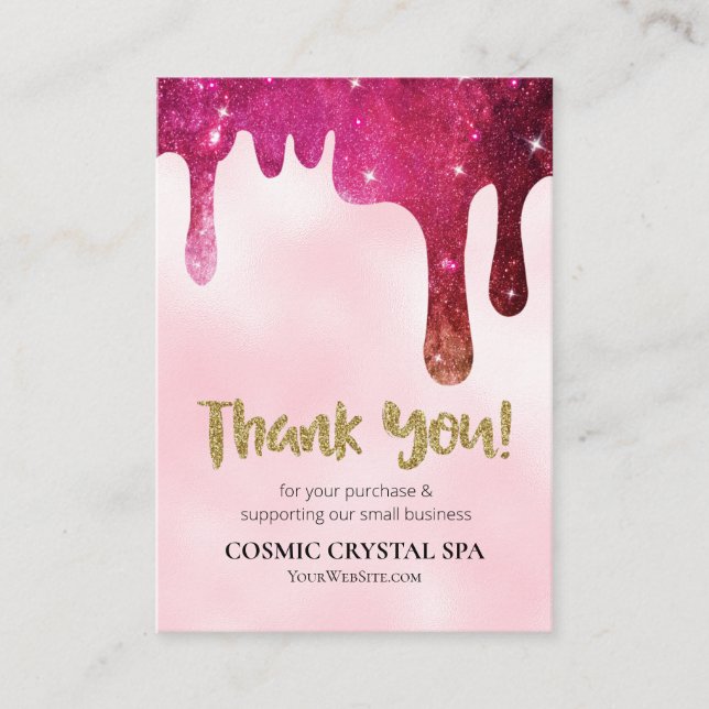 *~* QR -AP8  COSMIC DRIP THANK YOU LOGO Review Enclosure Card (Front)