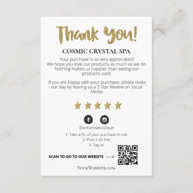 *~* QR AP8 THANK YOU Gold Star Review Tarot Enclosure Card (Front)