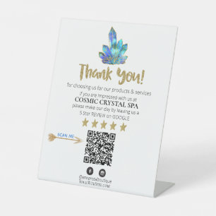 *~* QR AQUA CRYSTALS Review Logo THANK YOU AP8 Pedestal Sign