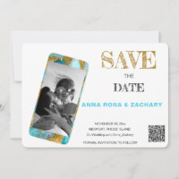*~* QR AR6 Photo WEDDING SAVE the DATE cell Invita