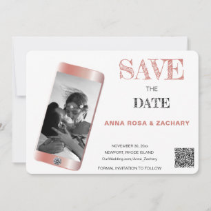 *~* QR AR6 WEDDING SAVE the DATE phone rose gold Invitation