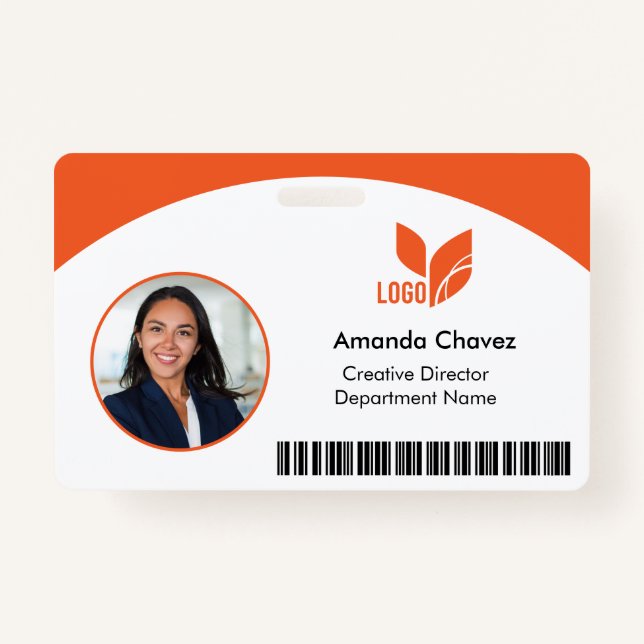 QR Barcode Employee Photo ID ID Badge (Front)