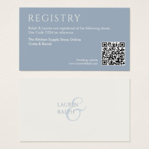 QR Blue and White Gift Registry Enclosure Card