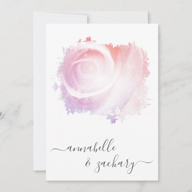 *~* QR Blush Pink Rose RSVP AR8 Classy Wedding Inv Invitation (Front)