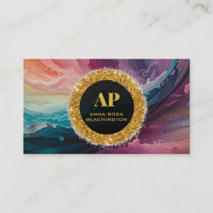 *~ QR BOLD  AP93 Neon Abstract Business Card