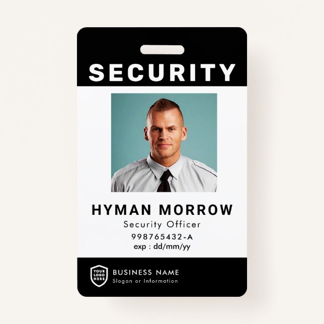 QR Business ID Logo | Security Service Employee Ba ID Badge (Front)