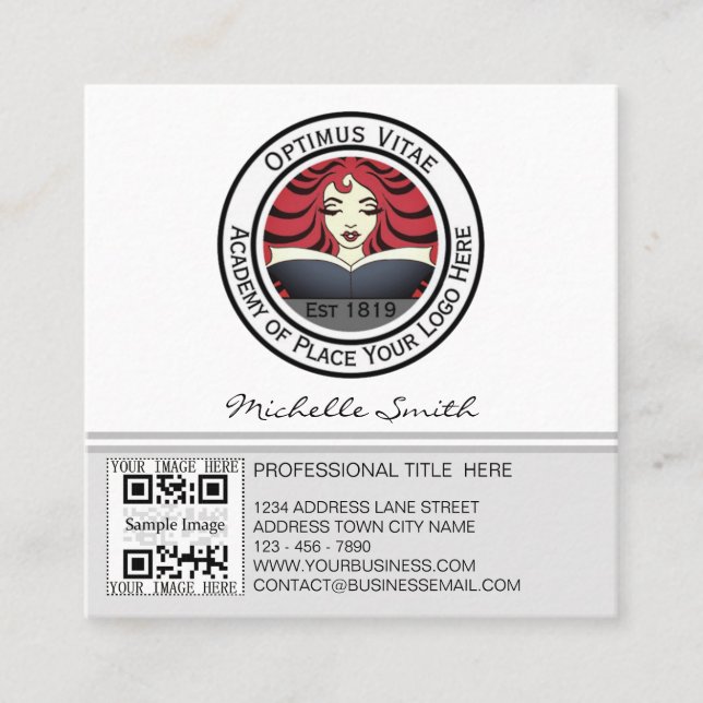 QR Code 2020 Calendar Logo Company Square Business Card (Front)