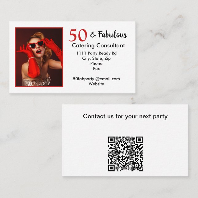 QR Code 50 and Fabulous Catering Consultant Business Card (Front/Back)