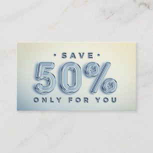 QR CODE 50%OFF DISCOUNT PROMOTIONAL SMOKY BLUE BUSINESS CARD
