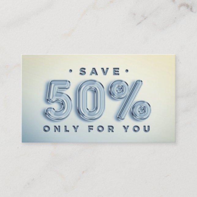 QR CODE 50%OFF DISCOUNT PROMOTIONAL SMOKY BLUE BUSINESS CARD (Front)