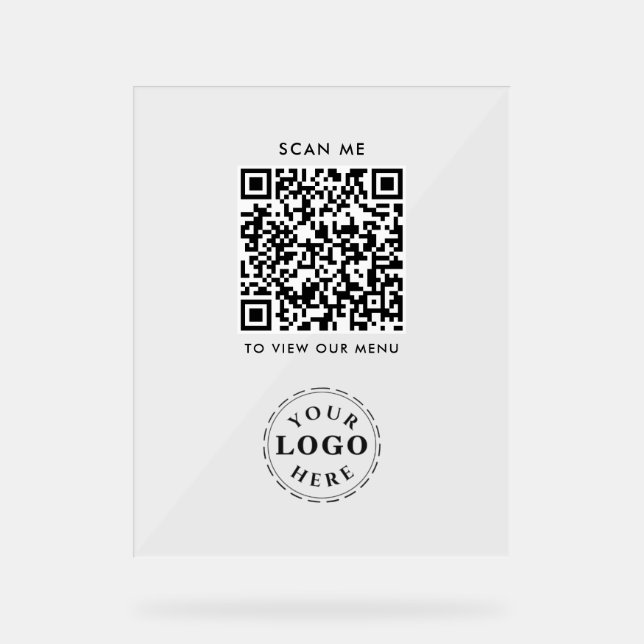 QR Code Acrylic Sign – Modern Checkout Menu (Front)