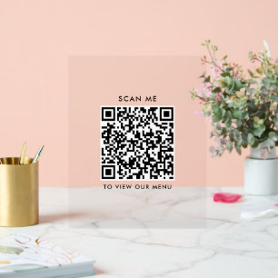 QR Code Acrylic Sign – Modern Checkout Menu