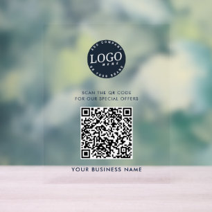 QR Code Add Website Business Logo Simple Acrylic Sign