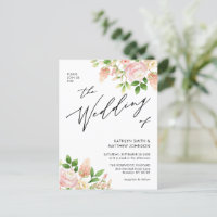 QR Code All In One Pink Rose Greenery Wedding