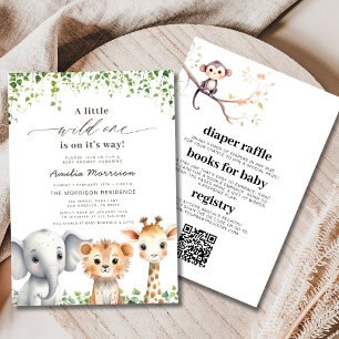 QR Code All in One Wild One Safari Baby Shower Invitation