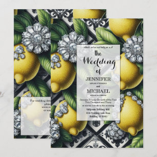 QR Code Amalfi Lemons + Diamonds Luxury Wedding Invitation