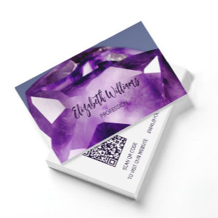 QR Code Amethyst Gem Stone Business Card