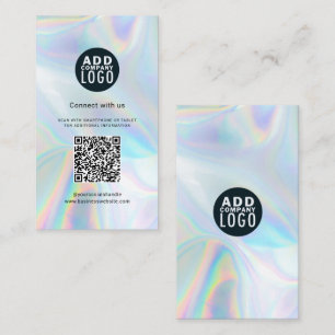 QR Code and Business Logo Holographic Elegant Card