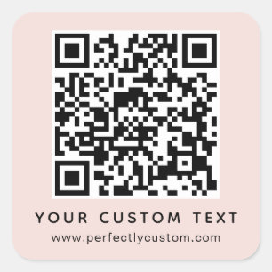 QR code and custom text blush pink Square Sticker