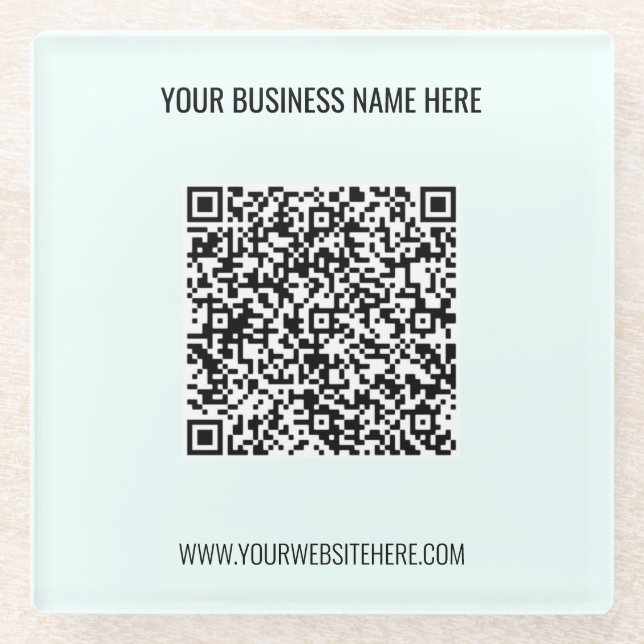 QR Code and Custom Text Business Glass Coaster (Front)
