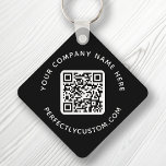 QR code and custom text double sided black Key Ring<br><div class="desc">Double sided keychain with your QR code and custom text on a black or custom colour background. Change fonts and font colours,  move and resize elements with the design tool.</div>