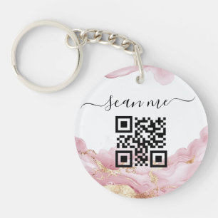 QR code and custom text  Key Ring