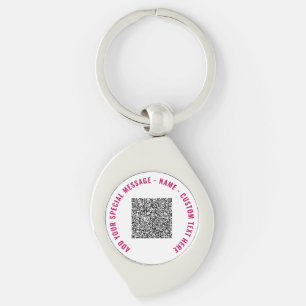 QR Code and Custom Text Keychain Choose Colours
