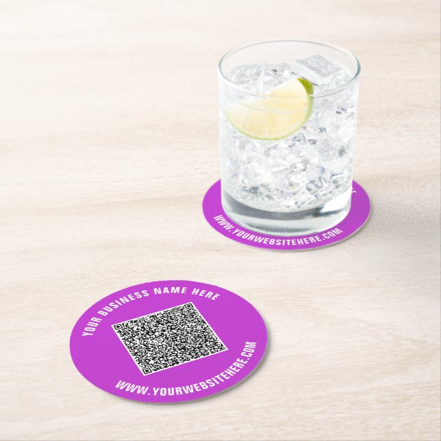 QR Code and Custom Text Paper Coaster Choose Colou (Insitu)
