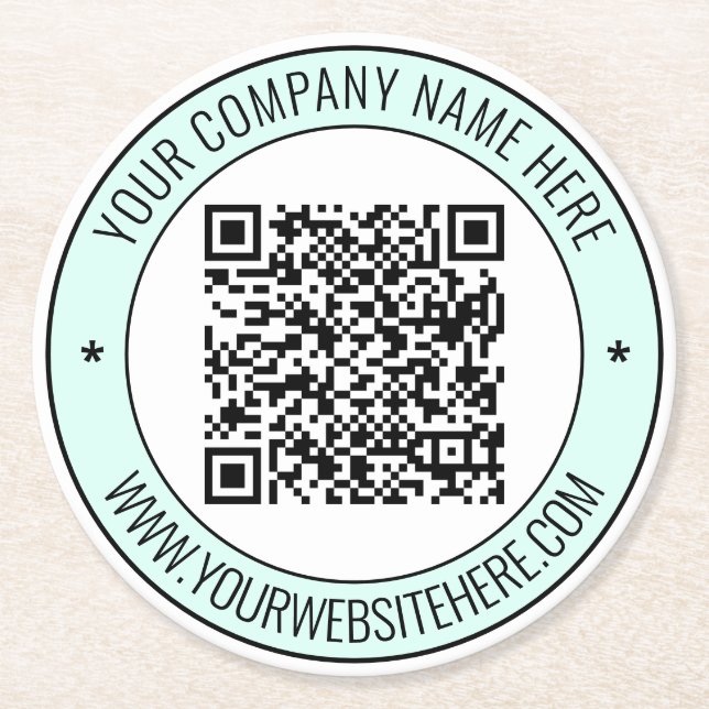 QR Code and Custom Text Personalised Paper Coaster (Front)